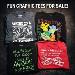 Boys Graphic T-Shirt Bundle Size M(8) Pokémon Funny 4pcs